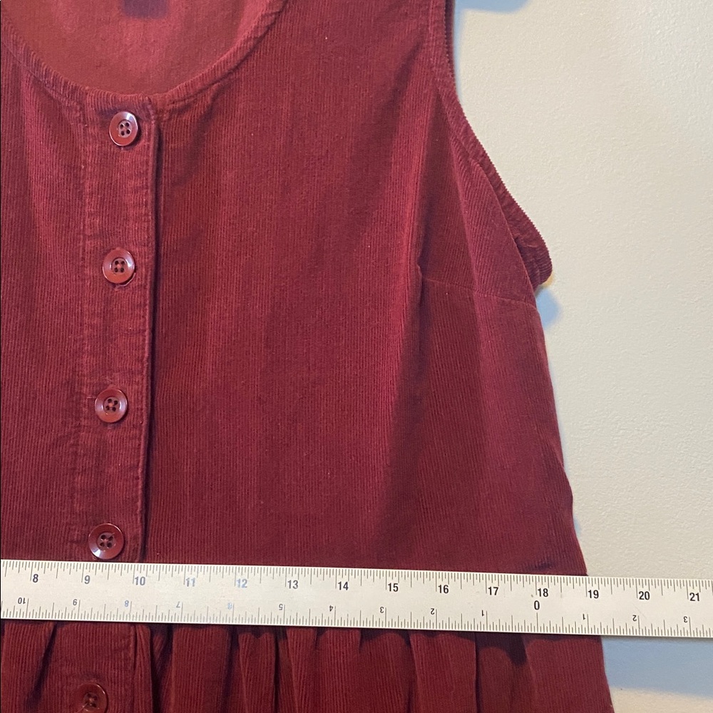 The Vermont Country Store Corduroy Dress Women's Large Red Cotton Pinafore Midi - Picture 11 of 11